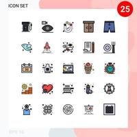 Modern Set of 25 Filled line Flat Colors Pictograph of accessories furniture media drawer magnetic Editable Vector Design Elements