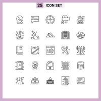 25 Thematic Vector Lines and Editable Symbols of mocha green badge video camera Editable Vector Design Elements