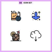 paquete de iconos de vector de stock de 4 signos y símbolos de línea para jugo de bolsa de compras iot abajo beber elementos de diseño de vector editables