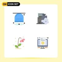 Set of 4 Commercial Flat Icons pack for activities flora glasses industry flower Editable Vector Design Elements
