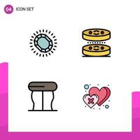 4 User Interface Filledline Flat Color Pack of modern Signs and Symbols of fashion furniture loop biology table Editable Vector Design Elements