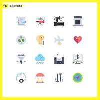 Pack of 16 creative Flat Colors of dryer summer forecasting hose flush Editable Pack of Creative Vector Design Elements