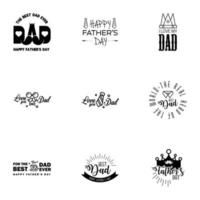 Set of Happy Fathers day elements 9 Black Vector illustration Editable Vector Design Elements