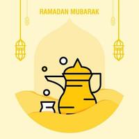 Ramadan kareem greeting template islamic crescent and arabic lantern vector illustration