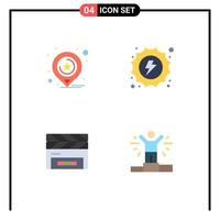 4 Thematic Vector Flat Icons and Editable Symbols of location clapper business hydro film flap Editable Vector Design Elements