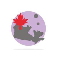 Map Canada Leaf Abstract Circle Background Flat color Icon vector