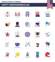 25 iconos creativos de estados unidos, signos de independencia modernos y símbolos del 4 de julio de presidentes de construcción, signo de sombrero de turismo, elementos de diseño de vector de día de estados unidos editables