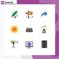 Set of 9 Modern UI Icons Symbols Signs for data setting opportunity education forward Editable Vector Design Elements