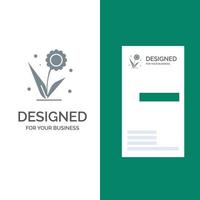 Flora Floral Flower Nature Spring Grey Logo Design and Business Card Template vector