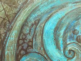 texture, bulk paint on canvas. stone decoration from different colors. blue circles with dots, 3d background, abstract pattern, volumetric texture photo