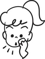 mujer limpie la cara logo dibujos animados garabatear kawaii anime página para colorear linda ilustración dibujo clipart personaje chibi manga historietas vector