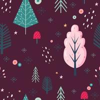 colorful Christmas pattern with trees and winter stuff for wrapping paper vector