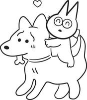 gato perro dibujos animados garabato kawaii anime página para colorear lindo ilustración imágenes prediseñadas personaje chibi manga cómic dibujo arte lineal descarga gratuita imagen png vector