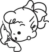 woman face logo cartoon doodle kawaii anime coloring page cute illustration drawing clipart character chibi manga comics vector