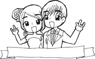 wedding cartoon doodle kawaii anime coloring page cute illustration drawing clipart character chibi manga comics vector