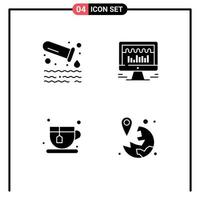 Set of 4 Commercial Solid Glyphs pack for gas tea tube beat gps Editable Vector Design Elements