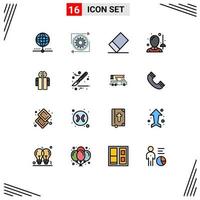 conjunto de 16 iconos modernos de la interfaz de usuario signos de símbolos para el hombre médico operación rota espada esgrima elementos de diseño de vectores creativos editables