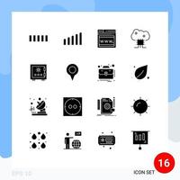 16 Universal Solid Glyphs Set for Web and Mobile Applications safe deposit cloud based services box cloud software Editable Vector Design Elements