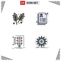 Pictogram Set of 4 Simple Filledline Flat Colors of agriculture management grains care smart Editable Vector Design Elements