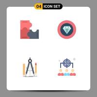 4 Thematic Vector Flat Icons and Editable Symbols of education design puzzle pieces jewelry math Editable Vector Design Elements