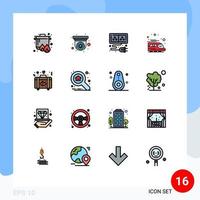 conjunto de 16 iconos modernos de la interfaz de usuario símbolos signos para el amor adaptador de maletín transporte elementos de diseño de vectores creativos editables públicos