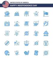 paquete grande de 25 estados unidos feliz día de la independencia estados unidos vector blues y símbolos editables de acción de gracias decoración americana dinero en efectivo elementos editables de diseño vectorial del día de estados unidos