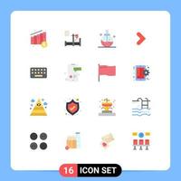 Mobile Interface Flat Color Set of 16 Pictograms of typing direction care forward arrow Editable Pack of Creative Vector Design Elements