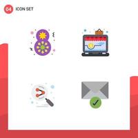 Pictogram Set of 4 Simple Flat Icons of day share women celebrate shop search engine Editable Vector Design Elements