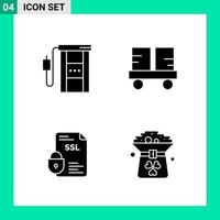 Pack of 4 Solid Style Icon Set Glyph Symbols for print Creative Signs Isolated on White Background 4 Icon Set vector