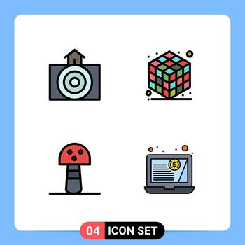 4 Filledline Flat Color concept for Websites Mobile and Apps earthquake vegetable weather layer finances Editable Vector Design Elements