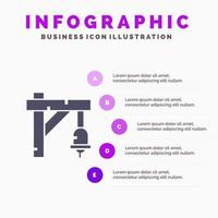 campana signo tren transporte sólido icono infografía 5 pasos presentación antecedentes vector