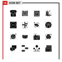 Universal Icon Symbols Group of 16 Modern Solid Glyphs of socket health internet tea cup Editable Vector Design Elements