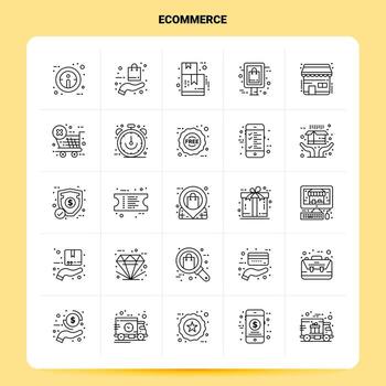 contorno 25 conjunto de iconos de comercio electrónico diseño de estilo de línea vectorial conjunto de iconos negros paquete de pictogramas lineales ideas de negocios web y móviles diseño ilustración vectorial vector