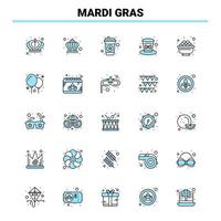 25 conjunto de iconos negros y azules de mardi gras diseño de iconos creativos y plantilla de logotipo vector