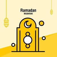 plantilla de saludo ramadan kareem media luna islámica y linterna árabe ilustración vectorial vector