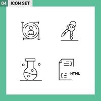 Set of 4 Modern UI Icons Symbols Signs for user chemistry path security experiment Editable Vector Design Elements