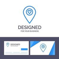 Creative Business Card and Logo template Heart Location Map Pointer Vector Illustration