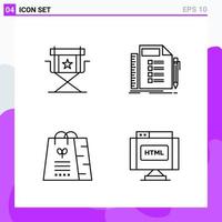 Set of 4 icons in Line style Creative Outline Symbols for Website Design and Mobile Apps Simple Line Icon Sign Isolated on White Background 4 Icons vector