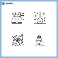 Set of 4 Modern UI Icons Symbols Signs for building massage christmas thermometer tree Editable Vector Design Elements