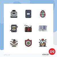 Stock Vector Icon Pack of 9 Line Signs and Symbols for briefcase mobile egg mail email Editable Vector Design Elements