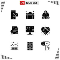 9 Icons Solid Style Grid Based Creative Glyph Symbols for Website Design Simple Solid Icon Signs Isolated on White Background 9 Icon Set vector