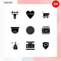 Set of 9 Commercial Solid Glyphs pack for smart protection order locked planning Editable Vector Design Elements