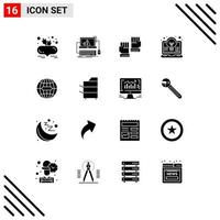 Editable Vector Line Pack of 16 Simple Solid Glyphs of light idea system coding sport Editable Vector Design Elements