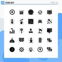 Mobile Interface Solid Glyph Set of 25 Pictograms of account scale wall legal justice Editable Vector Design Elements