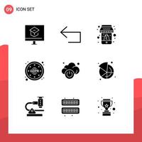Set of 9 Vector Solid Glyphs on Grid for cloud regulations reply privacy mobile Editable Vector Design Elements