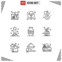 9 Icons Line Style Grid Based Creative Outline Symbols for Website Design Simple Line Icon Signs Isolated on White Background 9 Icon Set vector