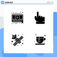 Modern 4 solid style icons Glyph Symbols for general use Creative Solid Icon Sign Isolated on White Background 4 Icons Pack vector