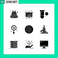 Pack of 9 Solid Style Icon Set Glyph Symbols for print Creative Signs Isolated on White Background 9 Icon Set vector