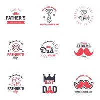 Set of fathers day 9 Black and Pink design elements Editable Vector Design Elements