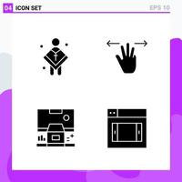 Set of 4 icons in solid style Creative Glyph Symbols for Website Design and Mobile Apps Simple Solid Icon Sign Isolated on White Background 4 Icons vector